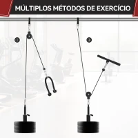 SPORTNOW Sistema de Polia de Ginásio para Casa Sistema de Cabo de Peso para Tração Curl de Bíceps Tríceps Treino de Braço Ombros e Costas Preto(m-6)