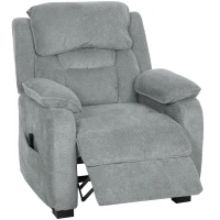 HOMCOM Poltrona Reclinabile 150° Effetto Velluto con Poggiapiedi, Telecomando e Tasca Laterale, 96x90x103 cm, Grigio(m-11)