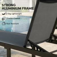 Outsunny Ligstoel Ademend Tuinligbed met 6-verstelbare Rugleuning, Wielen, Aluminium Frame(m-5)