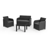 Salon de jardin en résine – Allibert by KETER - 4 personnes – SAN REMO – Gris graphite(m-1)