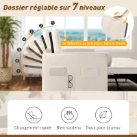 HOMCOM Canapé convertible 2 places 3 en 1 canapé-lit avec lit gigogne double dossier réglable 2 coussins 80,5x137,5x84cm beige(m-5)