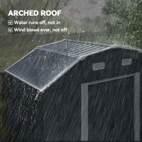 Outsunny Domek narzędziowy do ogrodu, odporny na warunki atmosferyczne, 2 okna, 2 drzwi, 238 x 132 x 198,5 cm, Ciemnoszary(m-6)