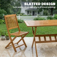 Outsunny Gartenmöbel Set FSC Holz Sitzgruppe 5-teilig Klappbar Tisch mit 4 Klappstühlen Lamellendesign(m-7)