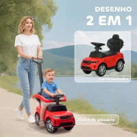 AIYAPLAY Carro Andador 2 em 1 para Crianças Land Rover Discovery com Buzina Pega de Empurrar e Barra Removíveis 84x40x94,5 cm Vermelho(m-4)