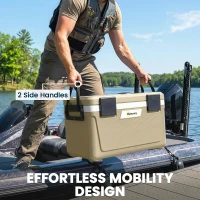 Outsunny Glacière 42,6 L Grande Thermobox passive jusqu'à 72 h de refroidissement, isolation intégrale en mousse PU, valve de vidange, poignée, portable(m-5)