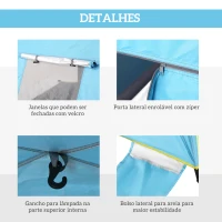 Outsunny Tenda de Praia Pop-up para 1-2 Pessoas com 2 Acessos, 2 Janelas e Bolsa de Transporte 220x173x120 cm Azul Claro(m-5)