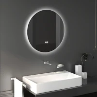 kleankin Miroir rond lumineux LED de salle de bain Ø 70 cm mural avec éclairage interrupteur tactile système antibuée  35 W gris(m-10)