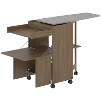HOMCOM Armario Tabla de Planchar Plegable con Soporte para Plancha y Ropa con Compartimento Abierto,154x55x87 cm, Marrón(m-1)