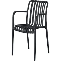 Lot de 4 fauteuils de jardin - SOLARIA - Empilables - Polypropylene renforcé - 55 x 58 x 81 cm - Noir(m-1)