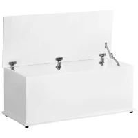 HOMCOM Coffre de rangement, banc de rangement avec couvercle rabattable et charnières de sécurité, banc chaussures, meuble d'entrée, couloir, chambre, salon, 100 x 40 x 40 cm, blanc(m-14)