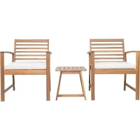 Salon de jardin en bois d'Acacia FSC avec coussins - 2 personnes - Cali - Ecru(m-3)