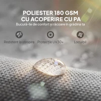 Outsunny Prelată Pergolă Foișor 3x3 m cu Buzunare și Curele pentru Bare, din Poliester, 488x122 cm, Gri Deschis(m-5)