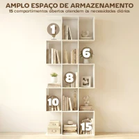 HOMCOM Estante de 5 Níveis Estante de Livros Estreita Estante em Forma de S 80x24x200 cm Branco com Efeito Madeira(m-5)