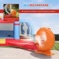 AIYAPLAY Château gonflable 5 en 1 avec souffleur, parc aquatique structure gonflable, toboggans, trampoline, multicolore(m-6)