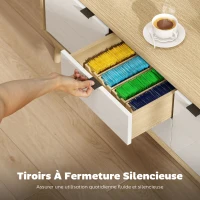 HOMCOM Meuble TV, meuble télé pour jusqu'à 55 pouces, 2 portes à haute brillance, 2 tiroirs silencieux, 120 x 35 x 50 cm, blanc(m-7)