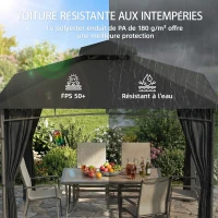 Outsunny Tonnelle de Jardin Extérieur Cadre de Toit Rétractable et Double Toit UV50+Imperméable 3x3m Gris Anthracite(m-4)