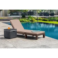 Allibert by KETER - Daytona - bain de soleil - résine imitation rotin tressé - marron - dossier réglable(m-2)
