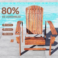 Outsunny Adirondack tuinstoel ligbank voor buiten tuinmeubel balkonstoel massief hout verkoold(m-5)