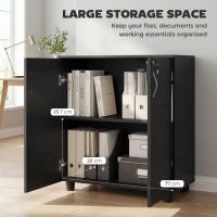 Vinsetto Two-Tier Locking Office Storage Cabinet - Black(m-4)