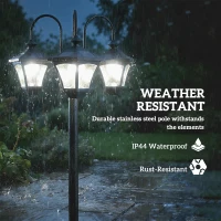 Outsunny Lampione da Giardino Solare 1.85 m in Acciaio Inox con Altezza Regolabile, IP44 Impermeabile(m-7)