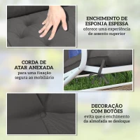 Outsunny Almofada para Banco de Jardim ou para Balanço de Jardim 120x110x12 cm de 2 Lugares com 6 Cordões de Fixação Preto(m-6)