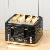 HOMCOM Four-Slice Rippled Toaster - Black(m-8)