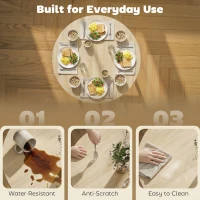 HOMCOM Inklapbare Ronde Eettafel, 80 cm Tafel met Stalen Frame, Geschikt voor 2-4 Personen, Houtlook(m-6)
