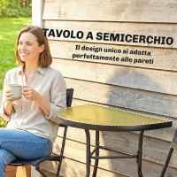 Outsunny Set da Bistrò da 3 Pezzi con 2 Sedie Texteline, Tavolo Semicircolare in Vetro Temperato, Nero(m-5)