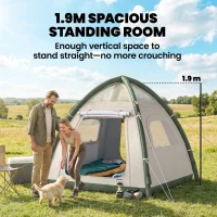 Outsunny Inflatable Camping Tent with Rainfly, 3 Man Air Tent 3000mm Waterproof Blow Up Tents, Beige(m-5)