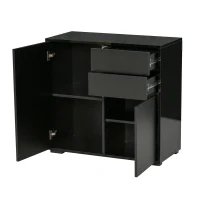 Homcom Mobilier Multiuz 79×36×74 cm – Alb cu Sertare si Dulapuri Push(m-17)