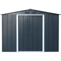 Abri de jardin en métal 4,77 m2 - DURAMAX - Kit d'ancrage inclus - Gris anthracite(m-1)