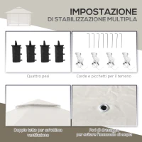 Outsunny Gazebo Pieghevole 4x4 m ad Altezza Regolabile con Zanzariera e Borsa, in Metallo e Tessuto Oxford Crema(m-7)