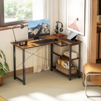 HOMCOM L Shaped Desk, Corner Computer Desk with Bookshelf for Home Office, Study Room, Workstation, 120 x 73.2 x 75cm, Rustic Brown(m-2)