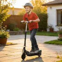 HOMCOM Foldable Electric Kids Scooter, Ride on, for Ages 7-14 Years, Black(m-2)