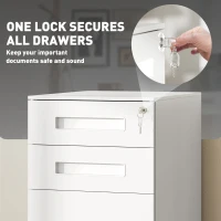 Vinsetto Three-Drawer Steel Filing Cabinet - White(m-6)