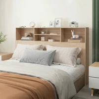 HOMCOM Tête de lit sur pied avec rangements, accessoire de lit 4 compartiments ouverts, 160 x 20,2 x 108,2 cm, bois naturel(m-7)