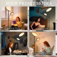 HOMCOM LED Floor Lamp for Living Room, Stepless Dimmable Standing Lamp, Mother and Child Uplighter with Reading Light, 4 Scene Modes, 2700K-6500K Colour Temps, 4 Brightness Levels, Remote Control(m-4)