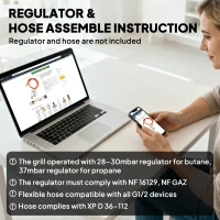 Outsunny Barbecue gaz transportable, 2 brûleurs 5,6 kW, barbecue gaz de camping avec étagères latérales thermomètre et roues, noir(m-8)