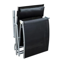 Outsunny Espreguiçadeira Dobrável de Jardim com Encosto Ajustável em 7 Posições Apoio para a Cabeça 137x63,5x100,5 cm Preto(m-11)