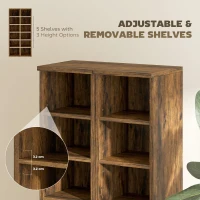 HOMCOM Set of 2 CD Media Display Shelf Unit Tower Rack with Adjustable Shelves, Rustic Brown(m-6)