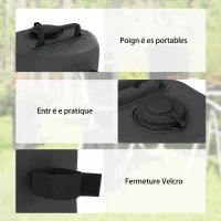 Outsunny Lot de 4 Sacs de Lestage pour Tonnelle, Sacs de Poids pour Tonnelle Remplis d'Eau ou Sable, Poignées de Transport, Noir(m-6)