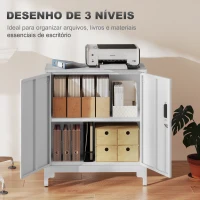 HOMCOM Armário de Arrumação Metálico Armário de Escritório com 2 Portas Arquivador para Escritório 80x35x91 cm Branco(m-4)