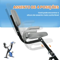 HOMCOM Bicicleta Estática Dobrável com Encosto 8 Níveis de Resistência Ecrã LCD Pulsómetro e Assento Ajustável 105x48x118 cm Azul(m-5)