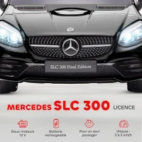 AIYAPLAY Voiture électrique enfants licence Mercedes SLC 300 12V V. Max. 5 Km/h effets sonores lumineux télécommande noir(m-14)