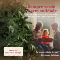 HOMCOM Árvore de Natal Artificial 210 cm Ramos Realistas com Efeito Neve Árvore de Natal com Suporte em Aço Base Dobrável Verde(m-4)