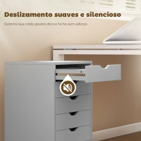 HOMCOM Bloco de Gavetas Móvel Arquivador com 6 Gavetas Suporte para Impressora com Rodas 40x35x63 cm Cinzento(m-5)