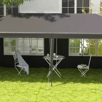 Outsunny Tenda de Jardim 6x3m com 4 Paredes Laterais e 2 Janelas Visíveis Pérgola Gazebo de Exterior para Festas e Eventos Cinzento(m-8)