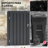 Outsunny Abrigo para Contentores de Lixo Duplo em Aço Galvanizado de 240L com Tampa Dobrável e Portas com Fecho Cinzento(m-4)
