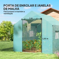 Outsunny Estufa tipo Túnel 2x3x2 m Estufa de Exterior com 4 Janelas de Malha e Porta com Fecho de Correr Estufa para Cultivos Anti UV Verde(m-5)