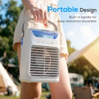 HOMCOM Air Cooler with Adjustable Head, Portable Air Conditioner with 3 Wind Speed, 2 Cool Mist, RGB Light, White(m-9)